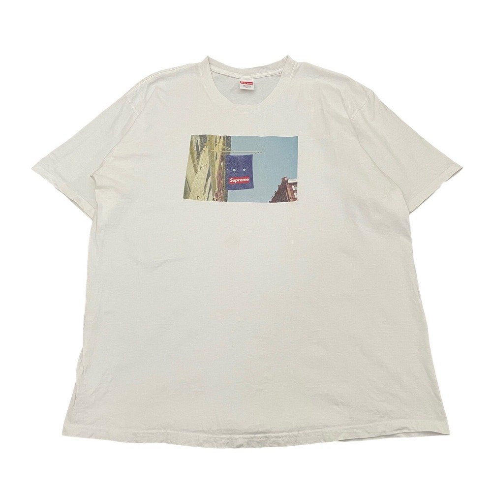 Supreme Banner Short Sleeve T Shirt FW19 Men's XL White Streetwear Made in USA